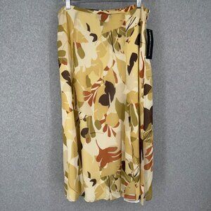 Norton McNaughton Fit Flare Midi Skirt Size 10 Flight Floral Flowy Crinkle NEW